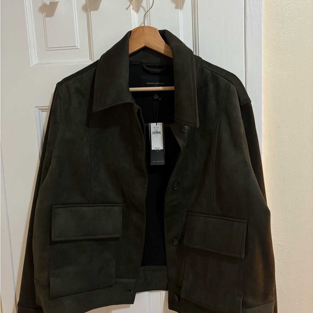 Banana Republic Vegan Suede Olive Green Coat